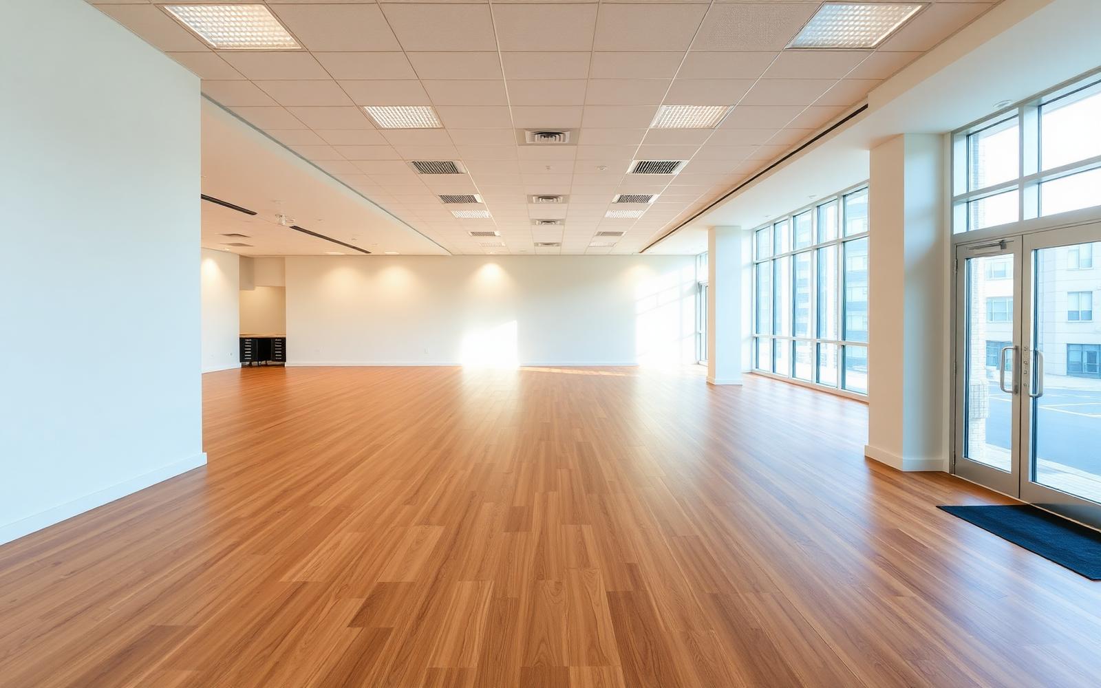 Ambiente comercial revestido com piso vinílico Vexa